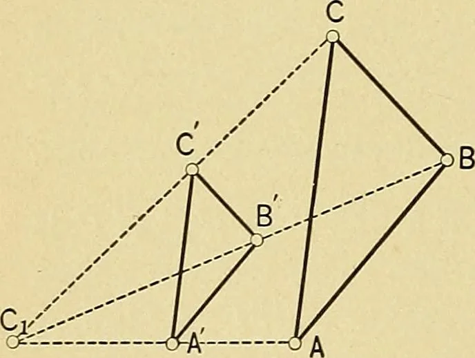 An illustration from An introduction to projective geometry and its applications; an analytic and synthetic treatment, 1905, leaf 65