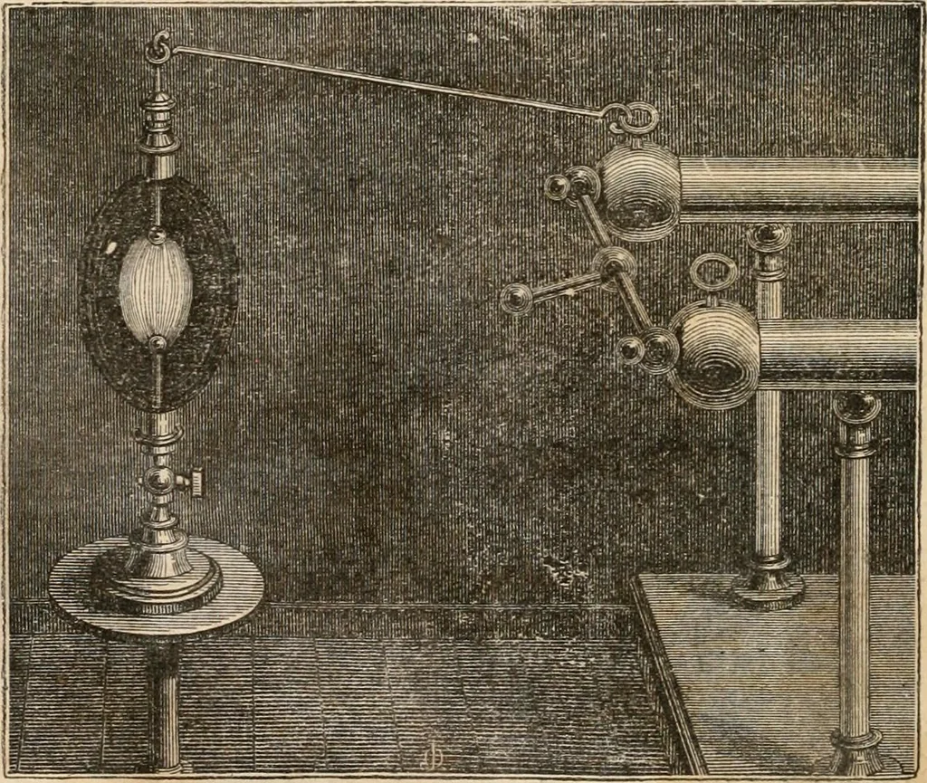 An illustration from Introductory course of natural philosophy for the use of schools and academies. Ed. from Ganot's popular physics. By William G. Peck, 1869, leaf 405