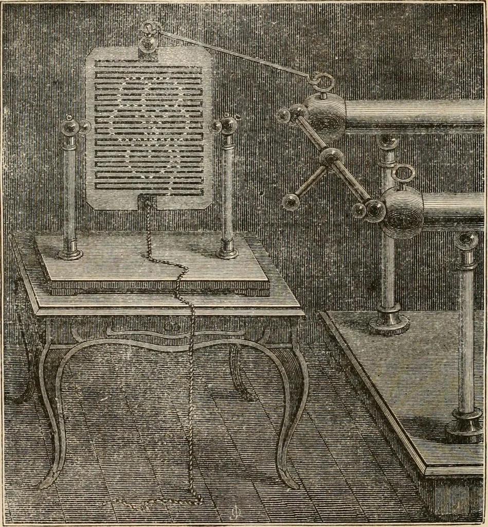 An illustration from Introductory course of natural philosophy for the use of schools and academies. Ed. from Ganot's popular physics. By William G. Peck, 1869, leaf 407