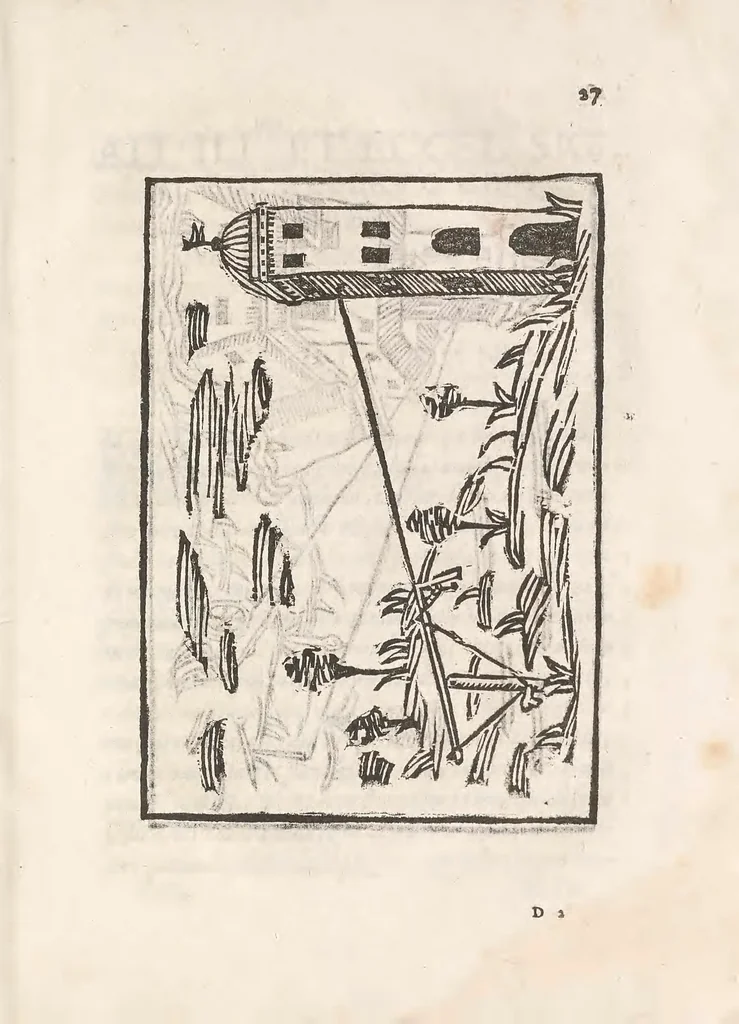 An illustration from Inuentioni di Gio. Battista Isacchi da Reggio : nelle quali si manifestano varij secreti, & vtiliauisi a persone di guerra, e per i tempi di piacere .., 1579, leaf 57