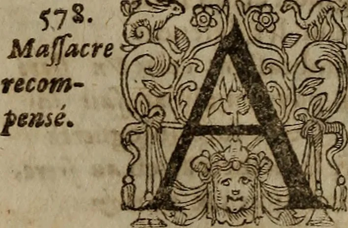 An illustration from Inventaire general de l'histoire de France. : depuis Pharamond iusques à Lovys XIII. à present regnant. Illustré par la conference de l'Eglise & de l'Empire., 1619, leaf 87