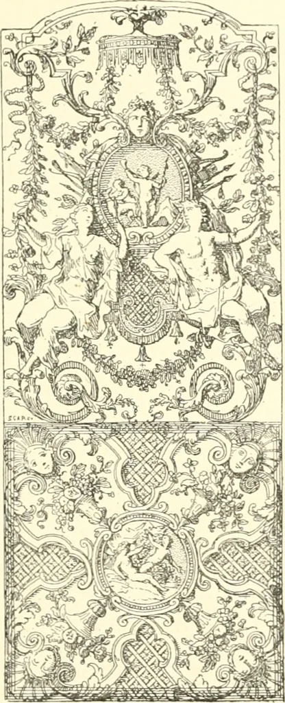An illustration from Inventaire général du mobilier de la couronne sous Louis xiv (1663-1715) publié pour la première fois sous les auspices de la Société d'encouragement pour la propagation des livres d'art, 1892, leaf 108