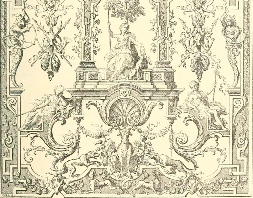 An illustration from Inventaire général du mobilier de la couronne sous Louis xiv (1663-1715) publié pour la première fois sous les auspices de la Société d'encouragement pour la propagation des livres d'art, 1892, leaf 120