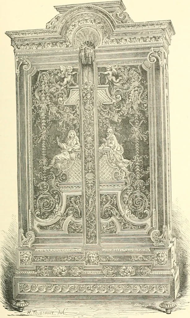 An illustration from Inventaire général du mobilier de la couronne sous Louis xiv (1663-1715) publié pour la première fois sous les auspices de la Société d'encouragement pour la propagation des livres d'art, 1892, leaf 156