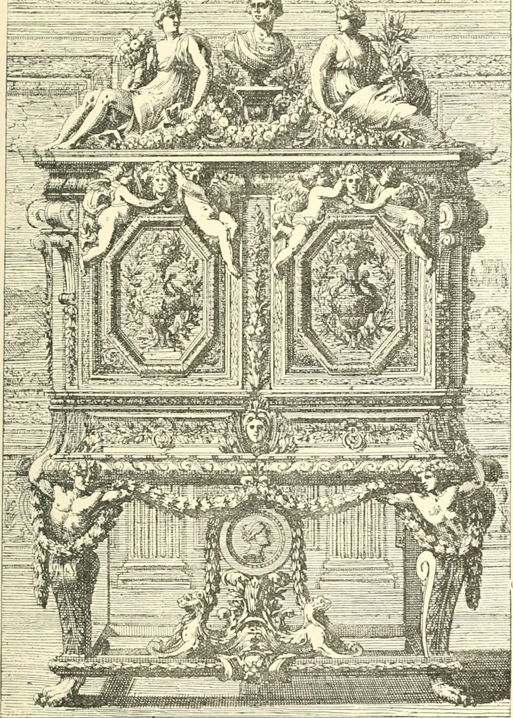 An illustration from Inventaire général du mobilier de la couronne sous Louis xiv (1663-1715) publié pour la première fois sous les auspices de la Société d'encouragement pour la propagation des livres d'art, 1892, leaf 172