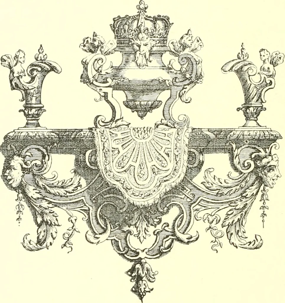 An illustration from Inventaire général du mobilier de la couronne sous Louis xiv (1663-1715) publié pour la première fois sous les auspices de la Société d'encouragement pour la propagation des livres d'art, 1892, leaf 199