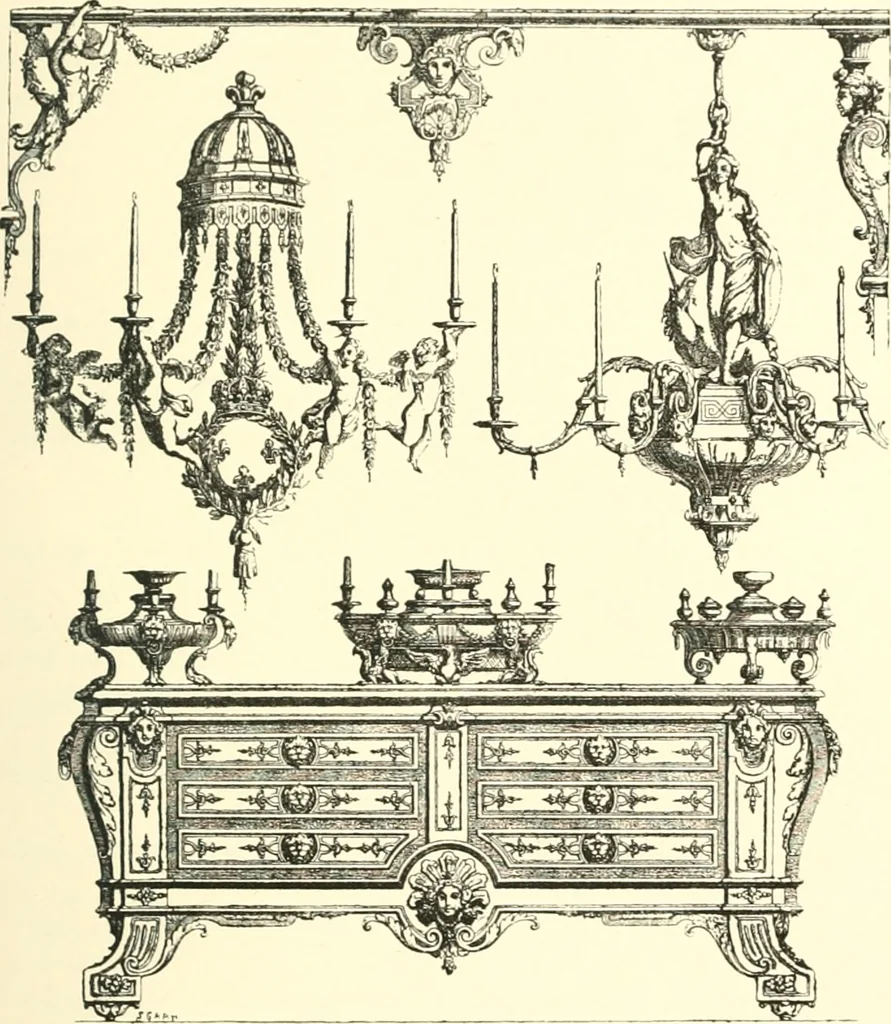 An illustration from Inventaire général du mobilier de la couronne sous Louis xiv (1663-1715) publié pour la première fois sous les auspices de la Société d'encouragement pour la propagation des livres d'art, 1892, leaf 260
