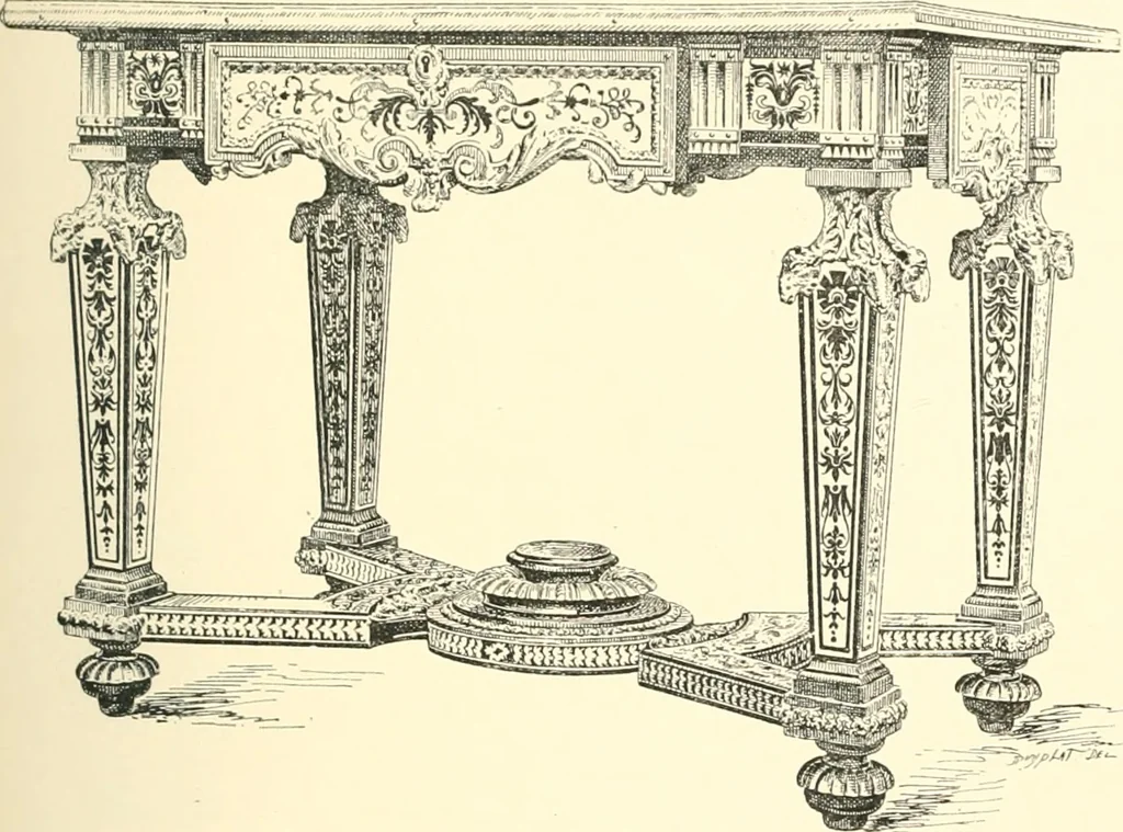 An illustration from Inventaire général du mobilier de la couronne sous Louis xiv (1663-1715) publié pour la première fois sous les auspices de la Société d'encouragement pour la propagation des livres d'art, 1892, leaf 388