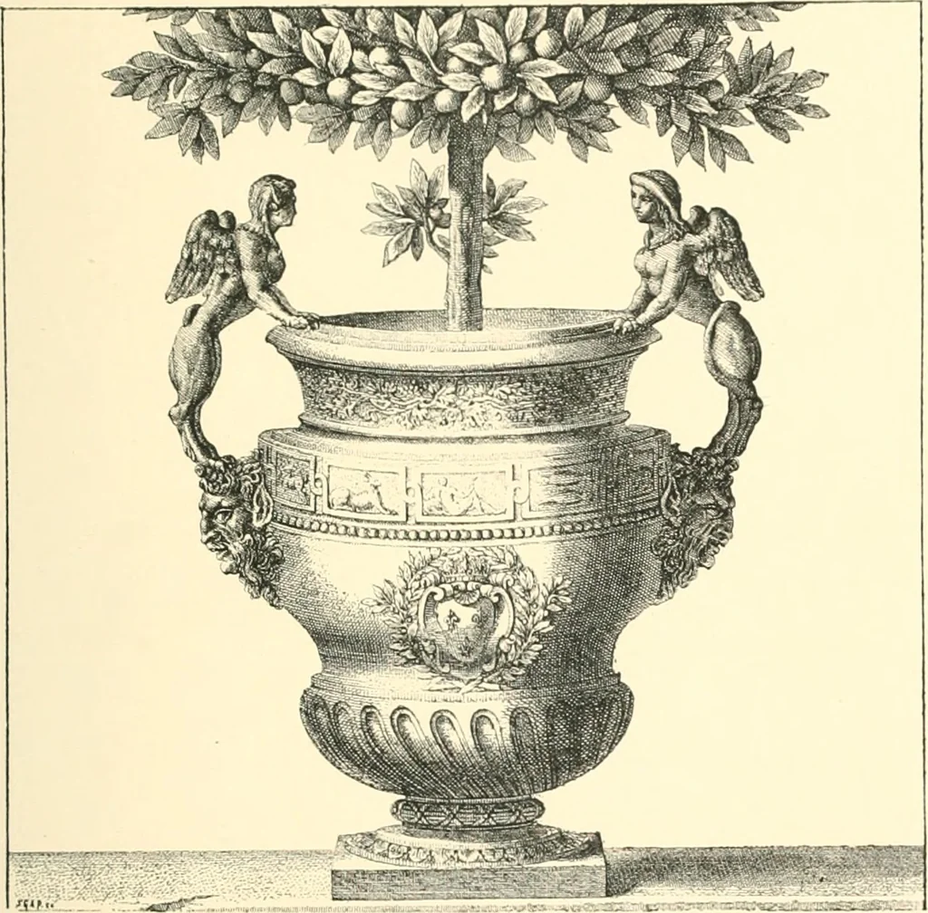 An illustration from Inventaire général du mobilier de la couronne sous Louis xiv (1663-1715) publié pour la première fois sous les auspices de la Société d'encouragement pour la propagation des livres d'art, 1892, leaf 428