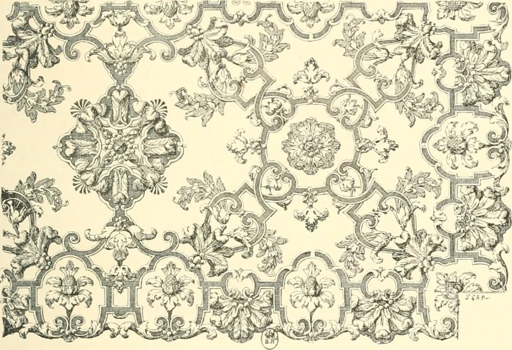 An illustration from Inventaire général du mobilier de la couronne sous Louis xiv (1663-1715) publié pour la première fois sous les auspices de la Société d'encouragement pour la propagation des livres d'art, 1892, leaf 444