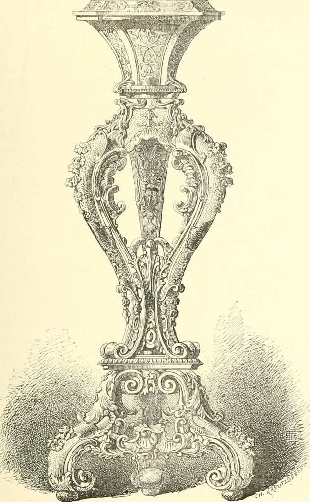 An illustration from Inventaire général du mobilier de la couronne sous Louis xiv (1663-1715) publié pour la première fois sous les auspices de la Société d'encouragement pour la propagation des livres d'art, 1892, leaf 92