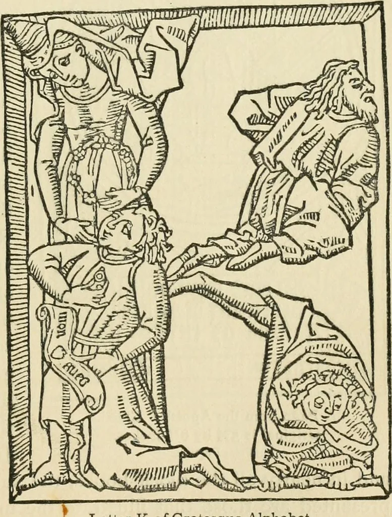 An illustration from The invention of printing : a collection of facts and opinions descriptive of early prints and playing cards, the block-books of the fifteenth century, the legend of Lourens Janszoon Coster, of Haarlem, and the work of John Gutenberg and his associates, 1878, leaf 234