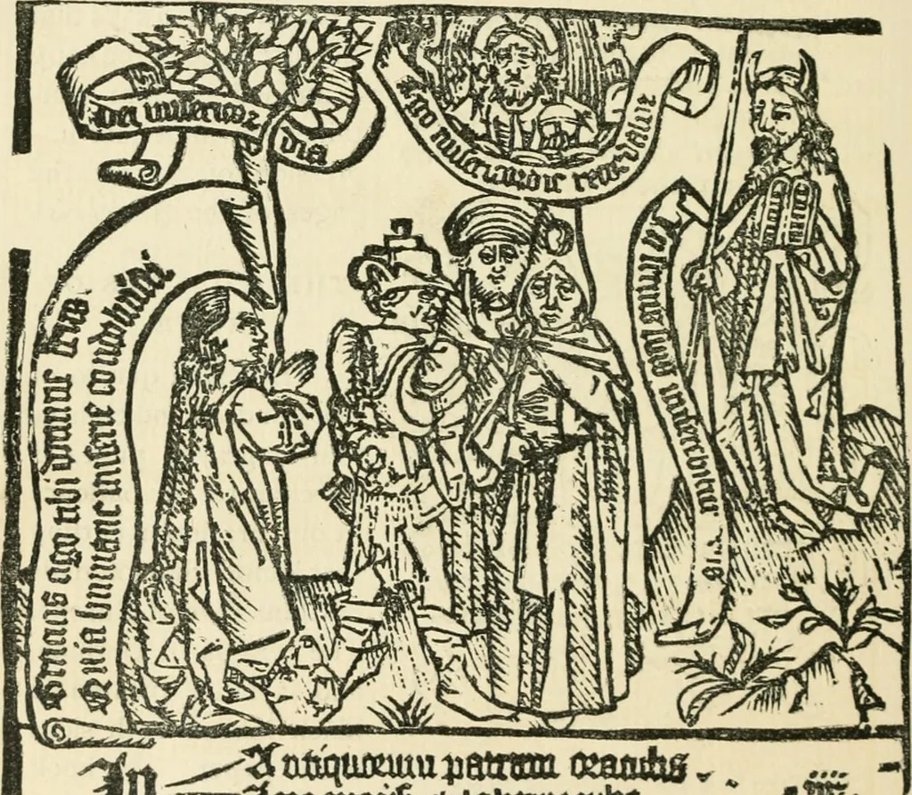 An illustration from The invention of printing : a collection of facts and opinions descriptive of early prints and playing cards, the block-books of the fifteenth century, the legend of Lourens Janszoon Coster, of Haarlem, and the work of John Gutenberg and his associates, 1878, leaf 251