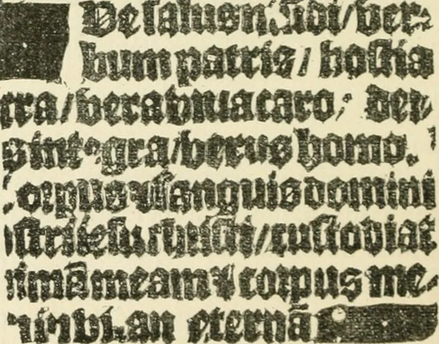 An illustration from The invention of printing : a collection of facts and opinions descriptive of early prints and playing cards, the block-books of the fifteenth century, the legend of Lourens Janszoon Coster, of Haarlem, and the work of John Gutenberg and his associates, 1878, leaf 267