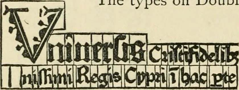 An illustration from The invention of printing : a collection of facts and opinions descriptive of early prints and playing cards, the block-books of the fifteenth century, the legend of Lourens Janszoon Coster, of Haarlem, and the work of John Gutenberg and his associates, 1878, leaf 413