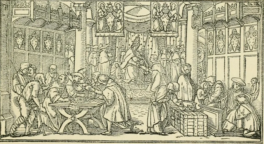 An illustration from The invention of printing : a collection of facts and opinions descriptive of early prints and playing cards, the block-books of the fifteenth century, the legend of Lourens Janszoon Coster, of Haarlem, and the work of John Gutenberg and his associates, 1878, leaf 414