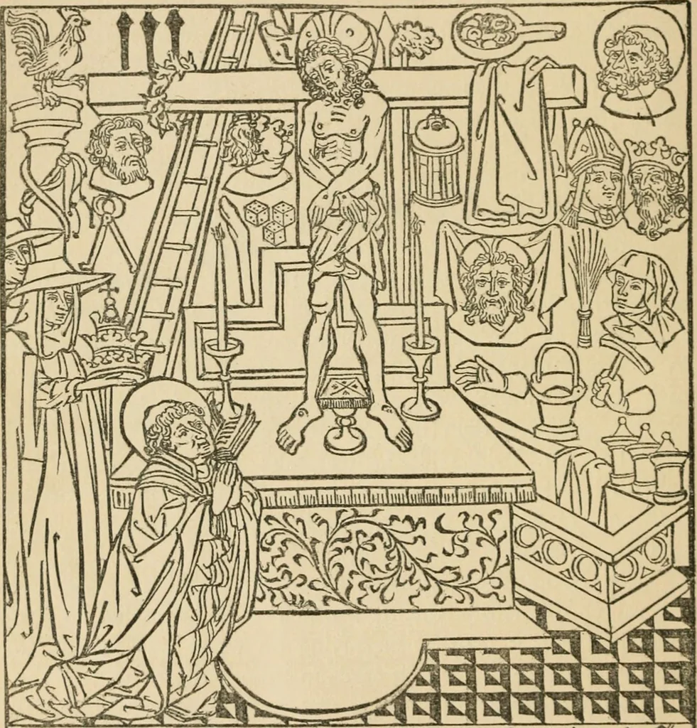 An illustration from The invention of printing : a collection of facts and opinions descriptive of early prints and playing cards, the block-books of the fifteenth century, the legend of Lourens Janszoon Coster, of Haarlem, and the work of John Gutenberg and his associates, 1878, leaf 83