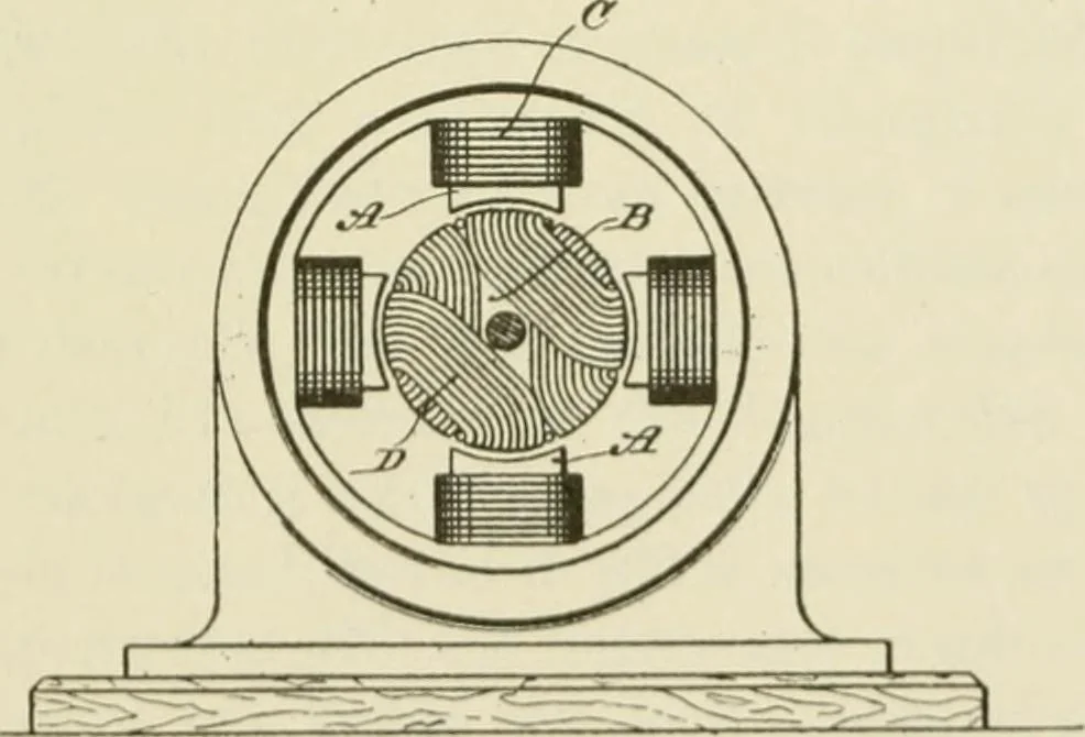 An illustration from The inventions : researches and writing of Nikola Tesla, with special reference to his work in polyphase currents and high potential lighting, 1894, leaf 100