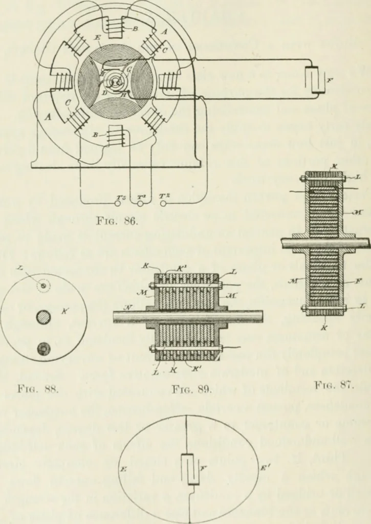 An illustration from The inventions : researches and writing of Nikola Tesla, with special reference to his work in polyphase currents and high potential lighting, 1894, leaf 121
