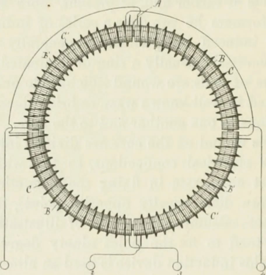 An illustration from The inventions : researches and writing of Nikola Tesla, with special reference to his work in polyphase currents and high potential lighting, 1894, leaf 129