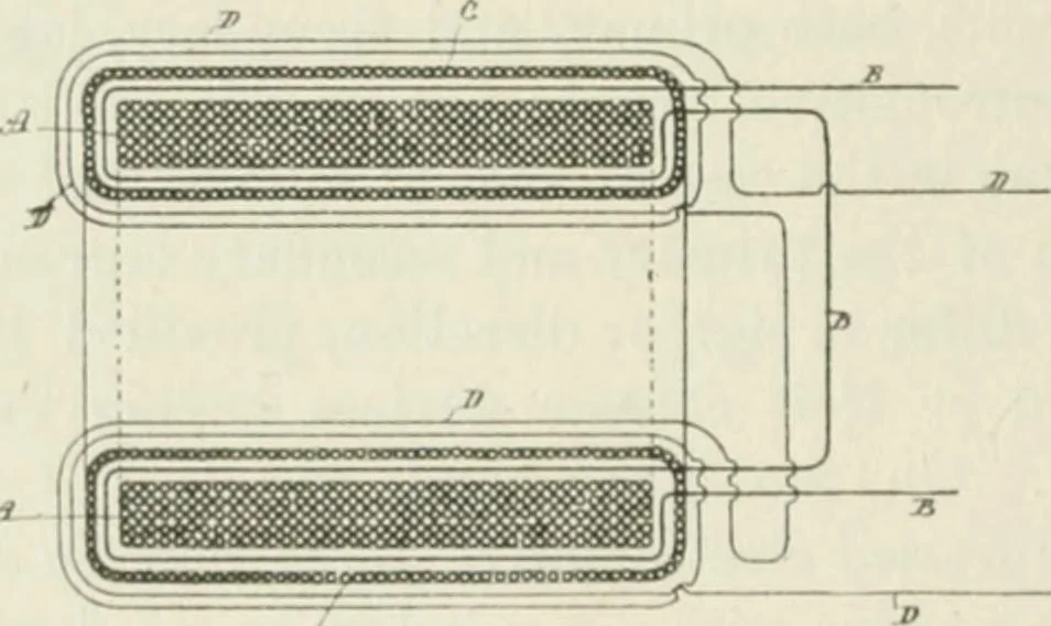 An illustration from The inventions : researches and writing of Nikola Tesla, with special reference to his work in polyphase currents and high potential lighting, 1894, leaf 133