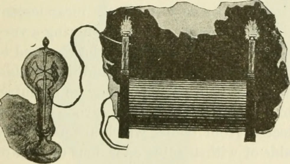 An illustration from The inventions : researches and writing of Nikola Tesla, with special reference to his work in polyphase currents and high potential lighting, 1894, leaf 196