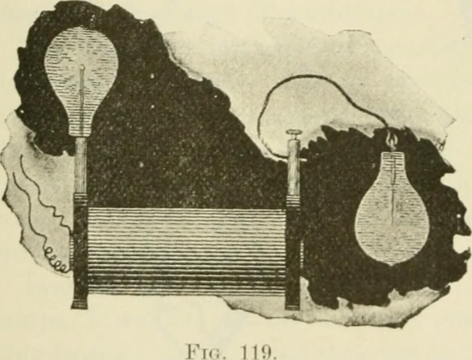 An illustration from The inventions : researches and writing of Nikola Tesla, with special reference to his work in polyphase currents and high potential lighting, 1894, leaf 200