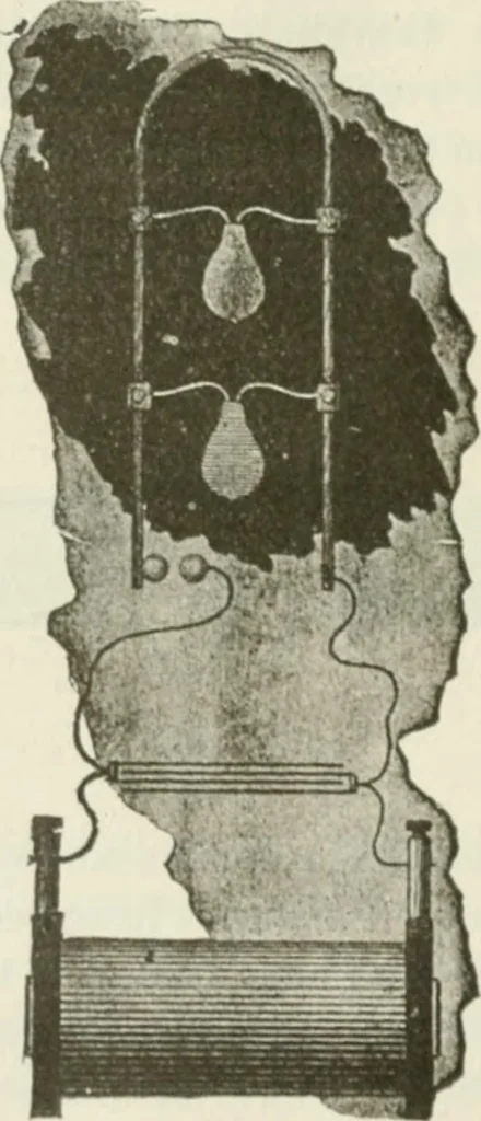 An illustration from The inventions : researches and writing of Nikola Tesla, with special reference to his work in polyphase currents and high potential lighting, 1894, leaf 213