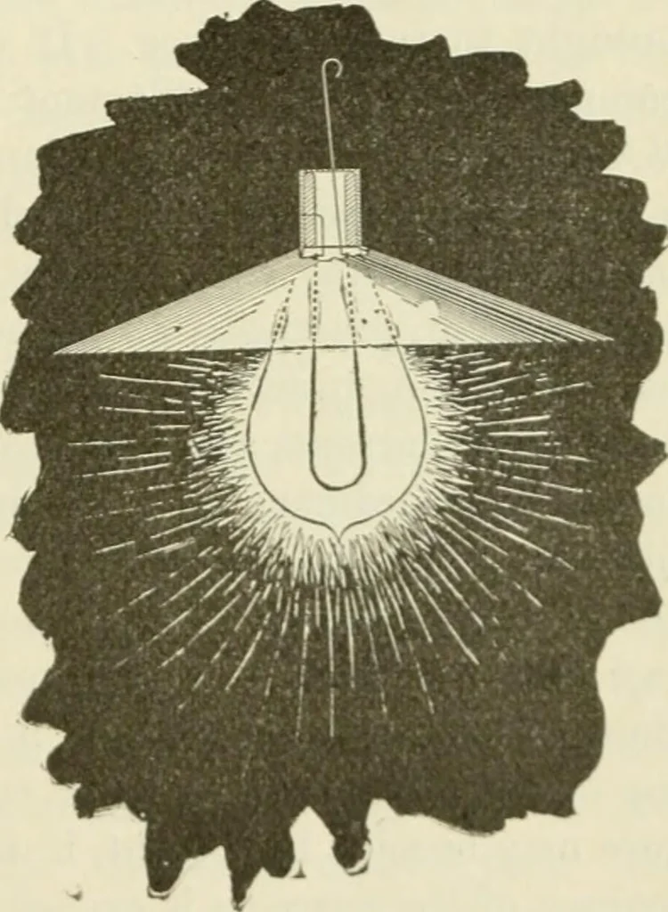 An illustration from The inventions : researches and writing of Nikola Tesla, with special reference to his work in polyphase currents and high potential lighting, 1894, leaf 374