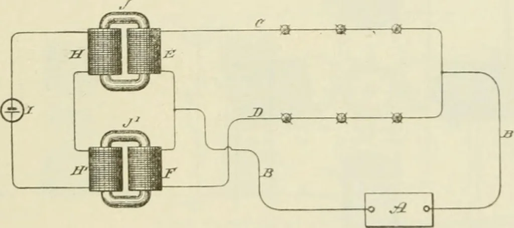 An illustration from The inventions : researches and writing of Nikola Tesla, with special reference to his work in polyphase currents and high potential lighting, 1894, leaf 430
