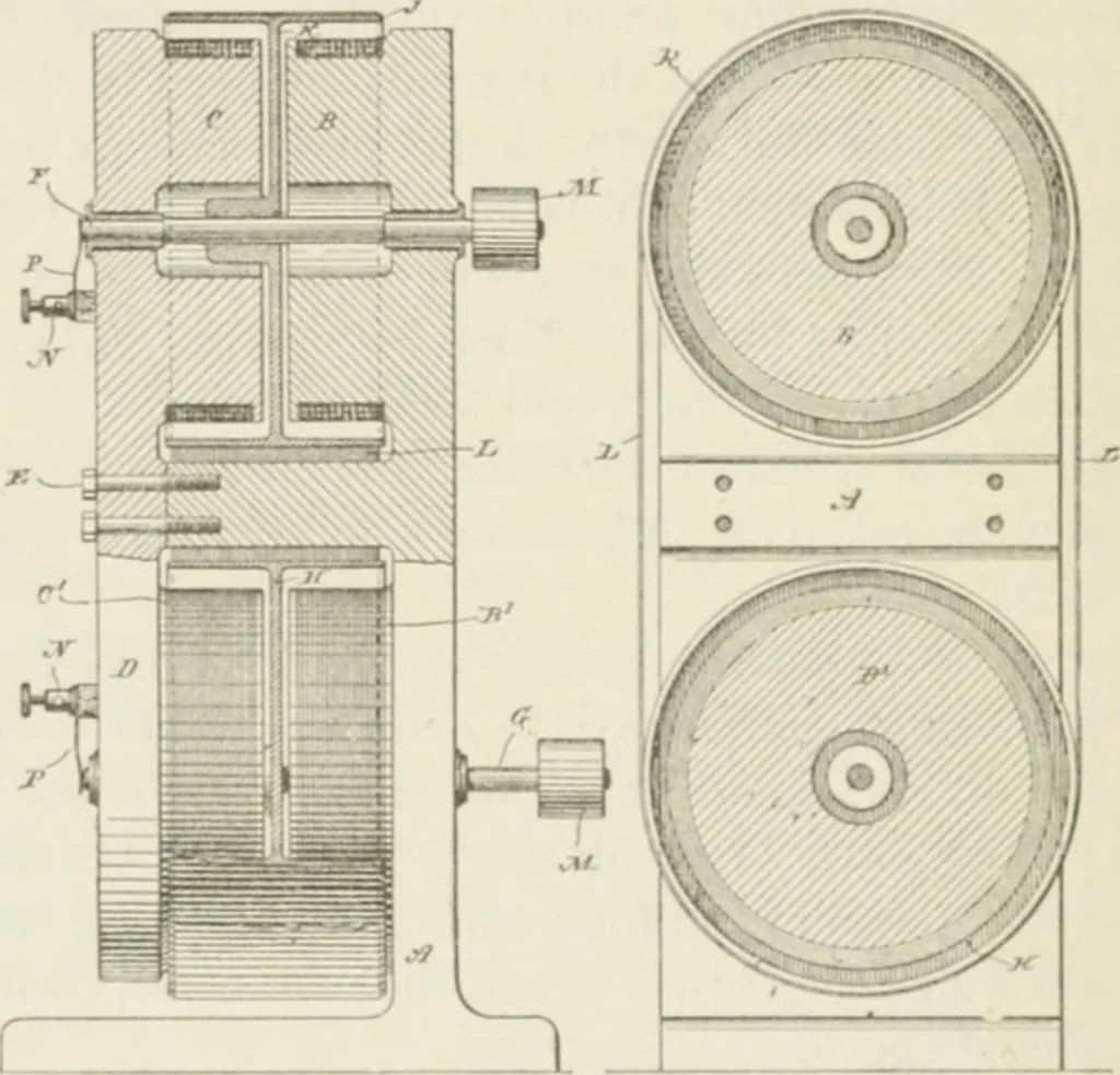 An illustration from The inventions : researches and writing of Nikola Tesla, with special reference to his work in polyphase currents and high potential lighting, 1894, leaf 485