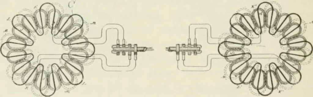 An illustration from The inventions : researches and writing of Nikola Tesla, with special reference to his work in polyphase currents and high potential lighting, 1894, leaf 57