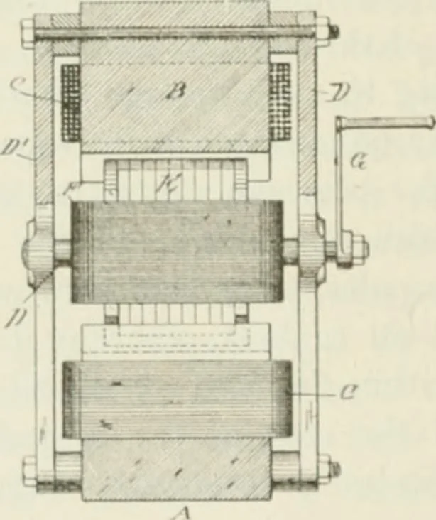An illustration from The inventions : researches and writing of Nikola Tesla, with special reference to his work in polyphase currents and high potential lighting, 1894, leaf 65