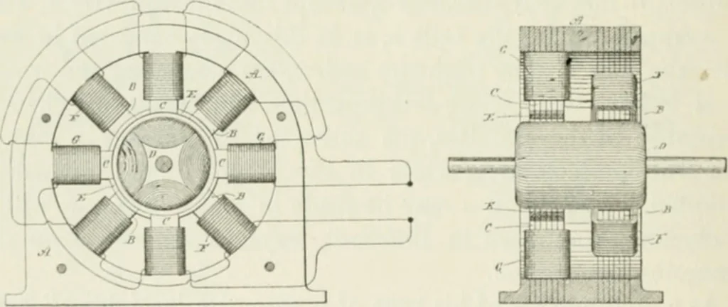 An illustration from The inventions : researches and writing of Nikola Tesla, with special reference to his work in polyphase currents and high potential lighting, 1894, leaf 93
