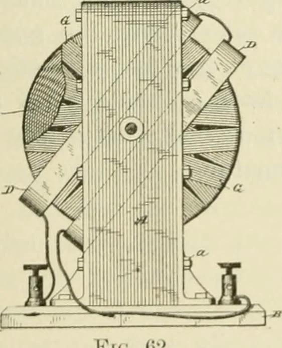 An illustration from The inventions : researches and writing of Nikola Tesla, with special reference to his work in polyphase currents and high potential lighting, 1894, leaf 96