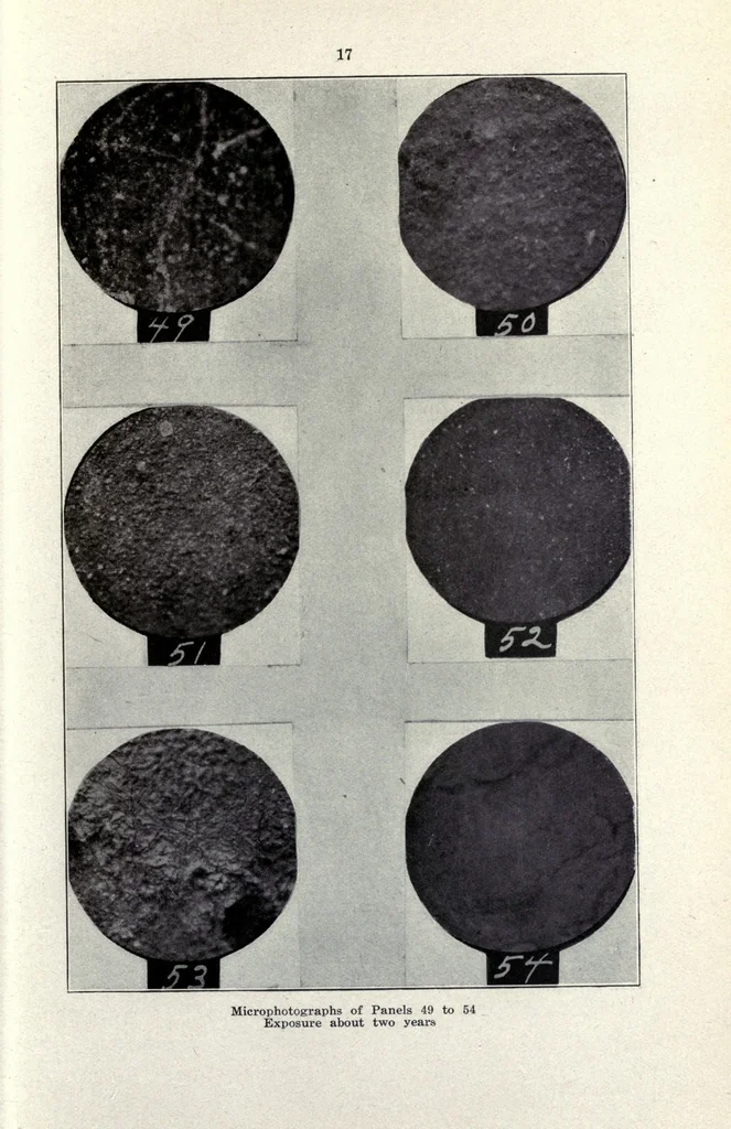 An illustration from An investigation of the protective values of structural steel paints, 1919, leaf 21
