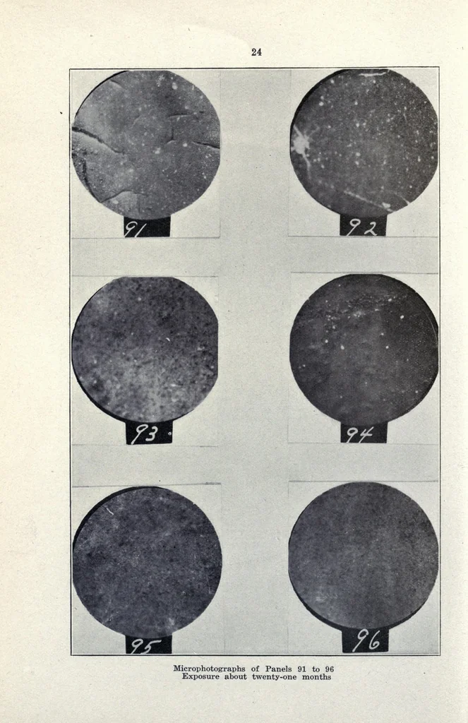 An illustration from An investigation of the protective values of structural steel paints, 1919, leaf 28