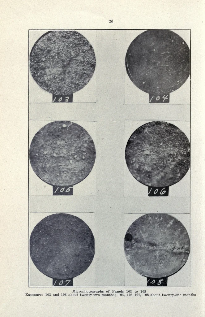 An illustration from An investigation of the protective values of structural steel paints, 1919, leaf 30