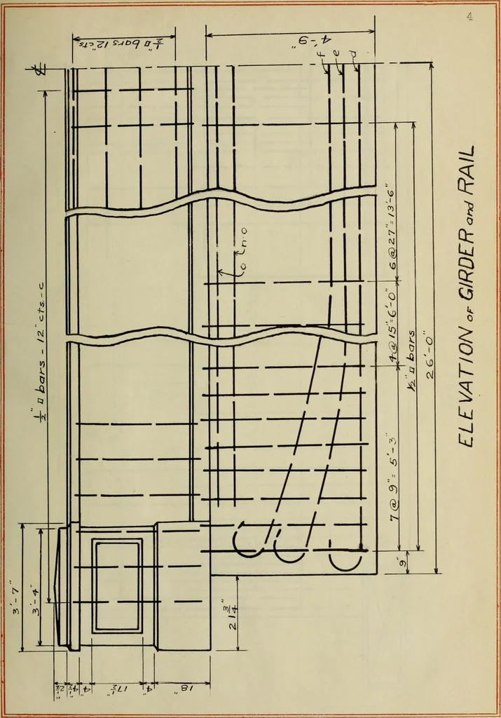 An illustration from The investigation of a reinforced concrete deck girder highway bridge, 1914, leaf 16