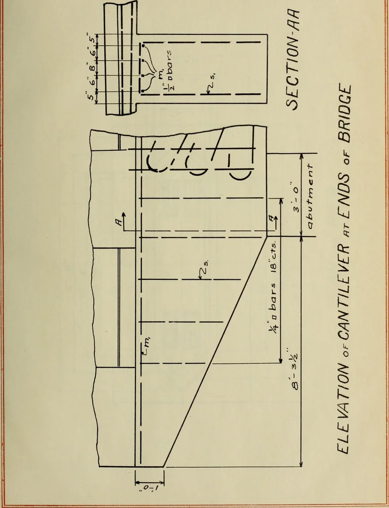 An illustration from The investigation of a reinforced concrete deck girder highway bridge, 1914, leaf 20