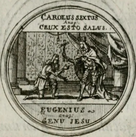 An illustration from Invictissimo, gloriosissimo, potentissimoque, Romanorum Imperatori Carolo Sexto et Regi Hispaniae III. Duci Brabantiae IV. 11. Octobris 1717. Inaugurato Bruxellis. Applausus chronographicus, 1717, leaf 8