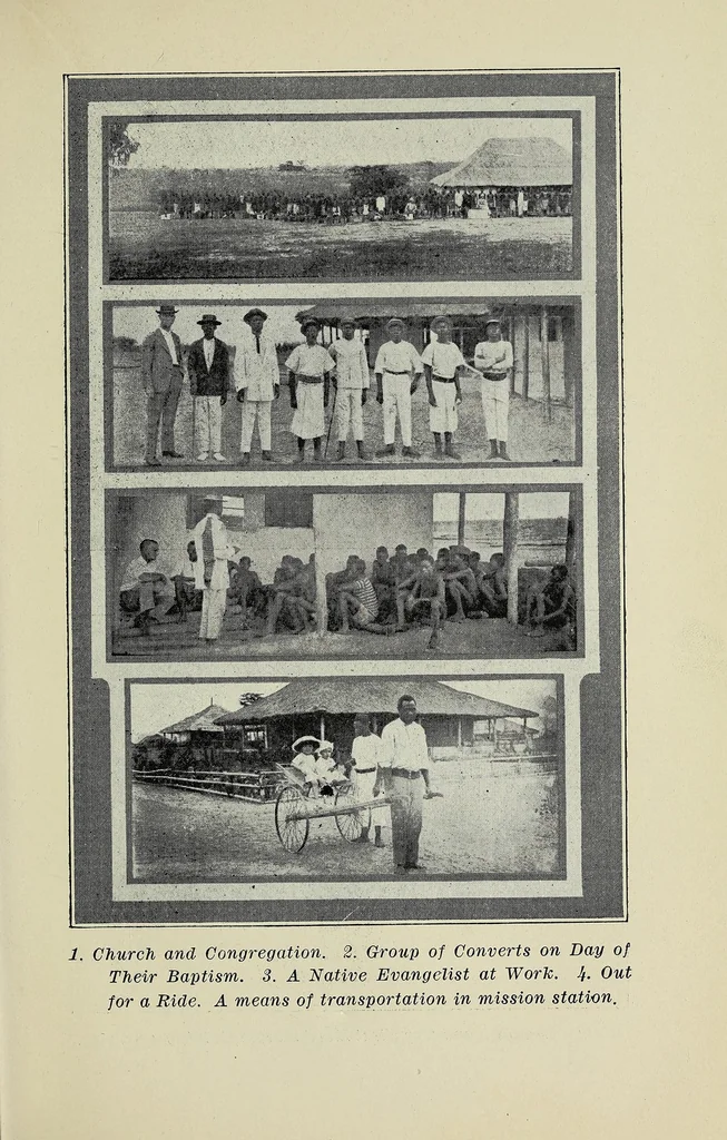 An illustration from In Wembo-Nyama's land, a story of the thrilling experiences in establishing the Methodist mission among the Atetela, 1921, leaf 137