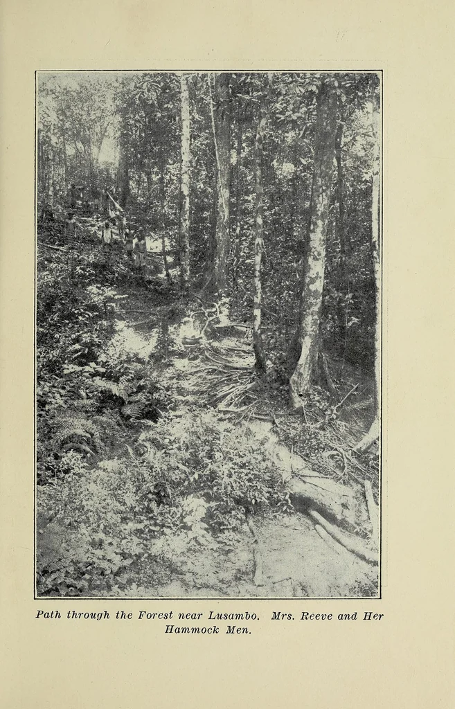 An illustration from In Wembo-Nyama's land, a story of the thrilling experiences in establishing the Methodist mission among the Atetela, 1921, leaf 25