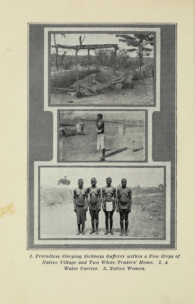 An illustration from In Wembo-Nyama's land, a story of the thrilling experiences in establishing the Methodist mission among the Atetela, 1921, leaf 44
