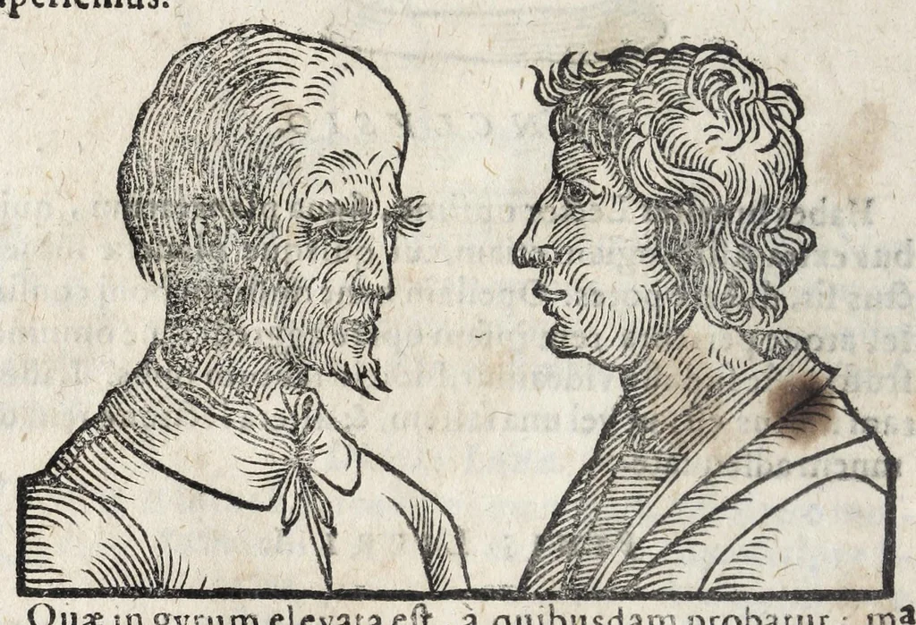 An illustration from Ioannis ab Indagine Introductiones apotelesmaticae in physiognomiam, complexiones hominum, astrologiam naturalem, naturas planetarum : cum periaxiomatibus de faciebus signorum et canonibus de aegritudinibus hominum : omnia nusquam fere eiusmodi tractata compendio .., 1630, leaf 86