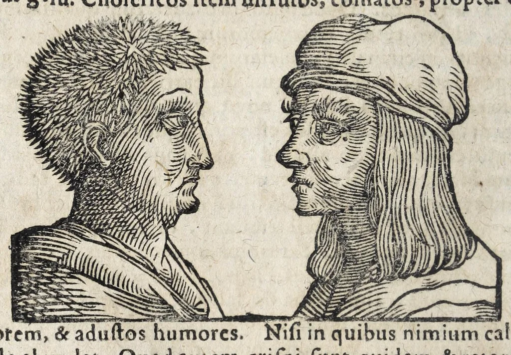 An illustration from Ioannis ab Indagine Introductiones apotelesmaticae in physiognomiam, complexiones hominum, astrologiam naturalem, naturas planetarum : cum periaxiomatibus de faciebus signorum et canonibus de aegritudinibus hominum : omnia nusquam fere eiusmodi tractata compendio .., 1630, leaf 94