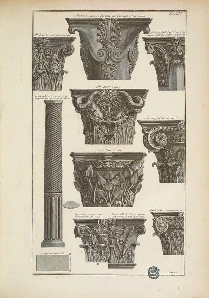 An illustration from Ioannis-Baptistae Piranesii antiquariorum regiae societatis Londinensis socii De Romanorum magnificentia et architectura, 1761, leaf 51