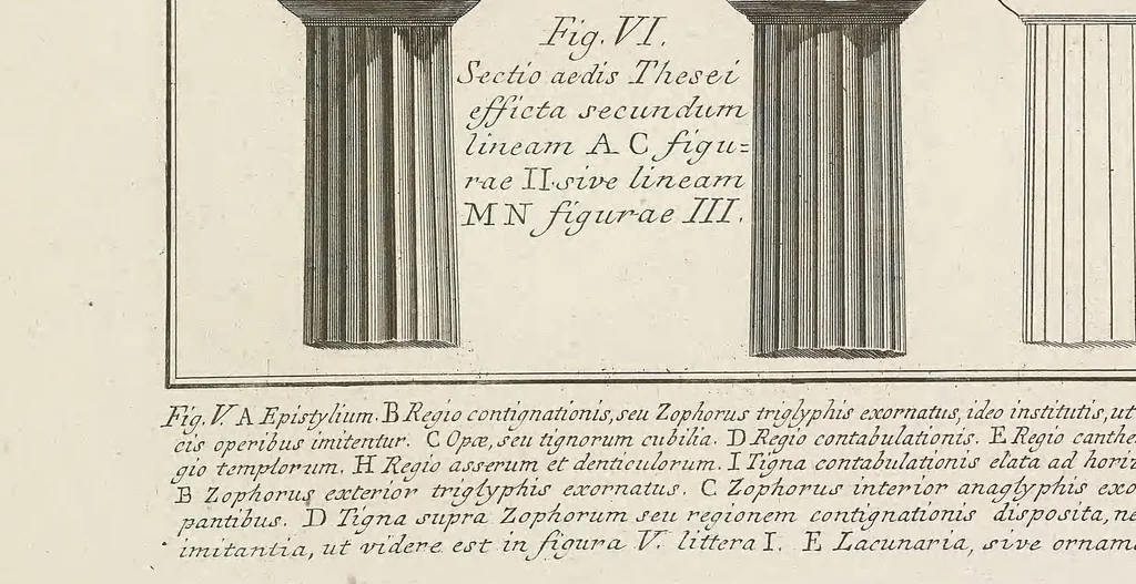 An illustration from Ioannis-Baptistae Piranesii antiquariorum regiae societatis Londinensis socii De Romanorum magnificentia et architectura, 1761, leaf 95