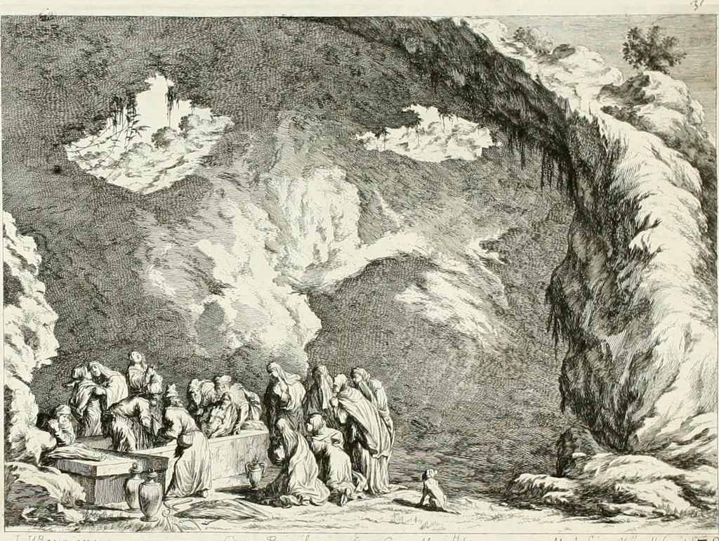 An illustration from Ioannis Guilielmi Baurn Iconographia : complectens In se passionem, miracula, vitam Christi universam : nec non, prospectus rarissimorum portuum, palatiorum, hortorum, historiarum, aliarumq[ue] rerum, quae per Italiam spectatu sunt dignae, 1671, leaf 38