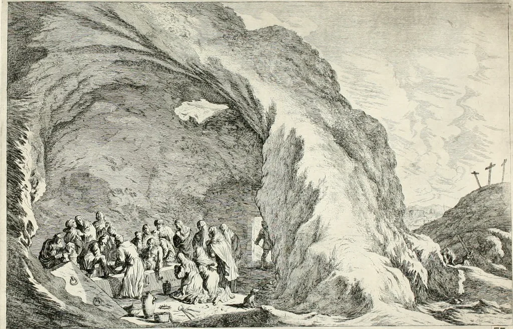 An illustration from Ioannis Guilielmi Baurn Iconographia : complectens In se passionem, miracula, vitam Christi universam : nec non, prospectus rarissimorum portuum, palatiorum, hortorum, historiarum, aliarumq[ue] rerum, quae per Italiam spectatu sunt dignae, 1671, leaf 39